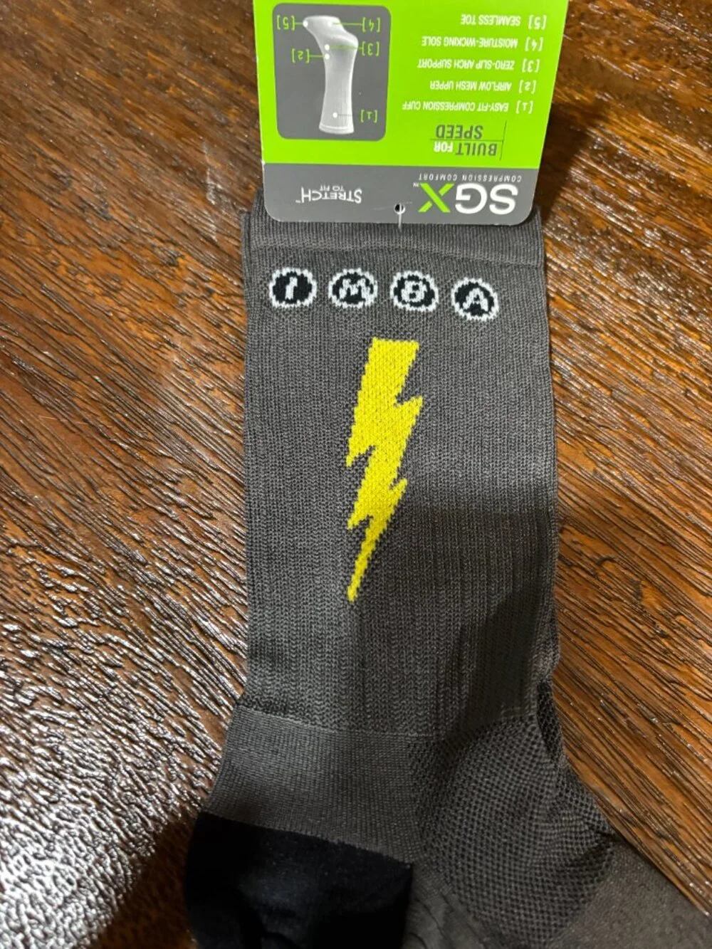 Sock Guy SGX Compression Comfort IMBA Lightning  Bolt  S/M NWT NEW